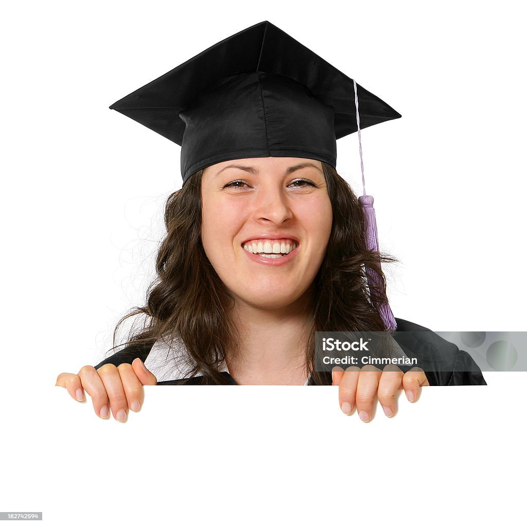Пустой Знак-выпускников (на белом - Стоковые фото Академическая шапочка роялти-фри