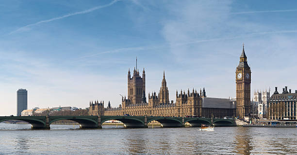 istock Big Ben and Westminster Bridge panorama, London 182742652