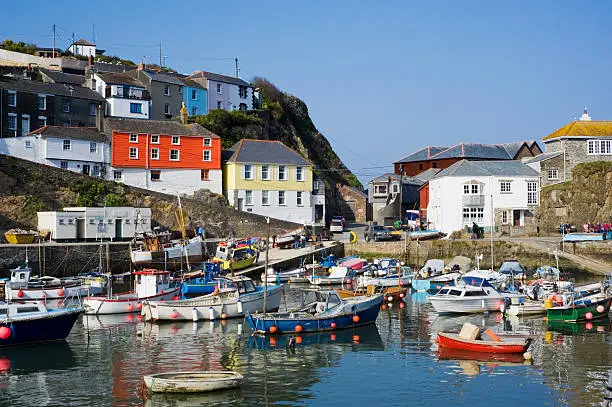 "Picturesque fishing village and harbour of Mevagissey in Cornwall, England"