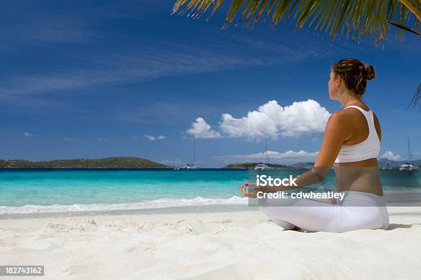 Woman Doing Yoga At The Caribbean Beach Stock Photo - Download Image Now - Caribbean, Caribbean Sea, Yoga