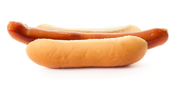 Hot dog isolated on white.
