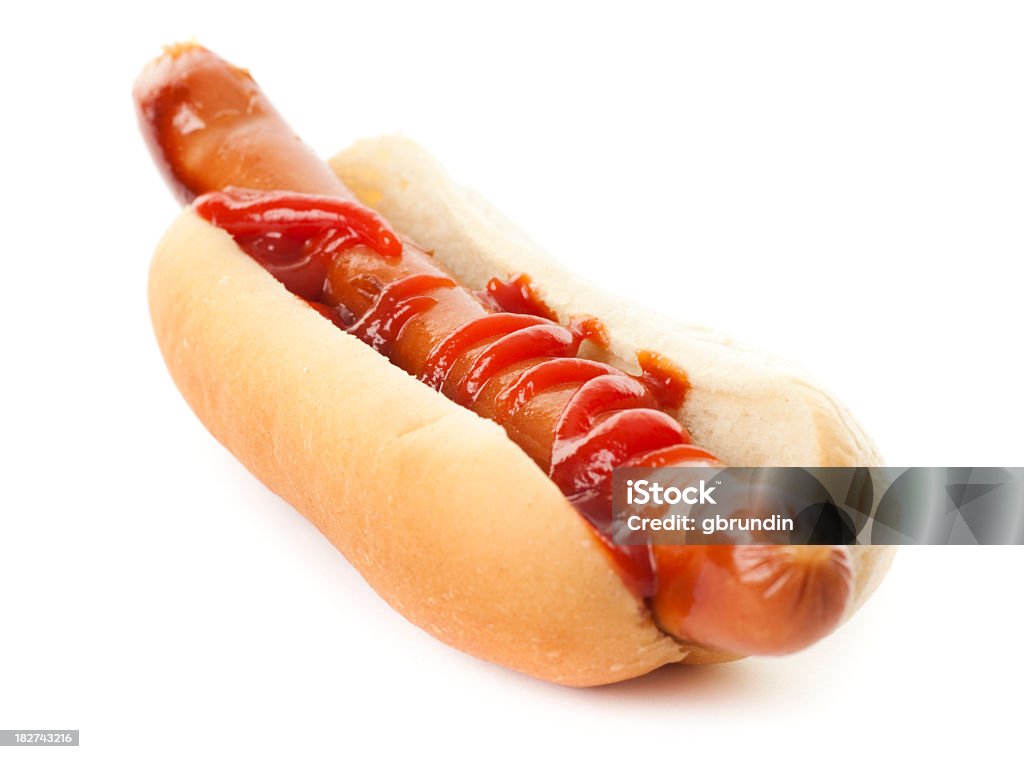 Hot dog isolato su bianco - Foto stock royalty-free di Hot Dog