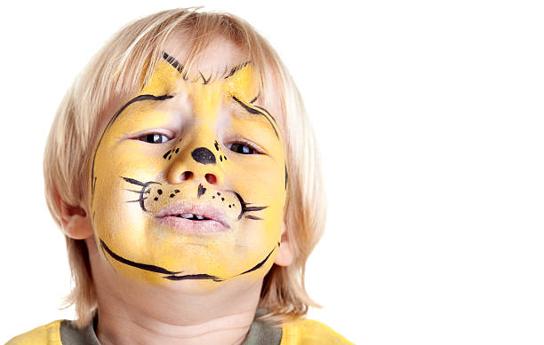 istock Sad little boy with face painting 182743271