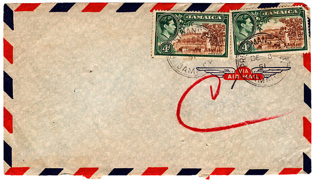 envelope publicadas da jamaica em 1951 - mail postage stamp postmark jamaica - fotografias e filmes do acervo
