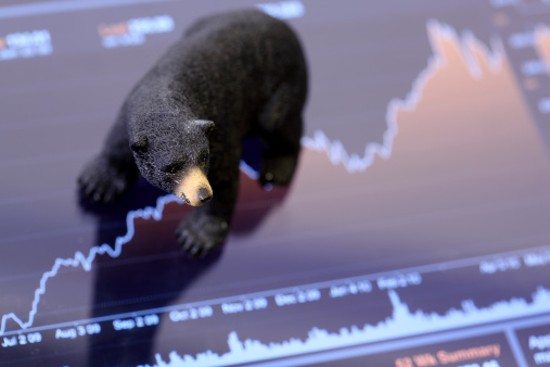 shot of figurine bear on stock chart
