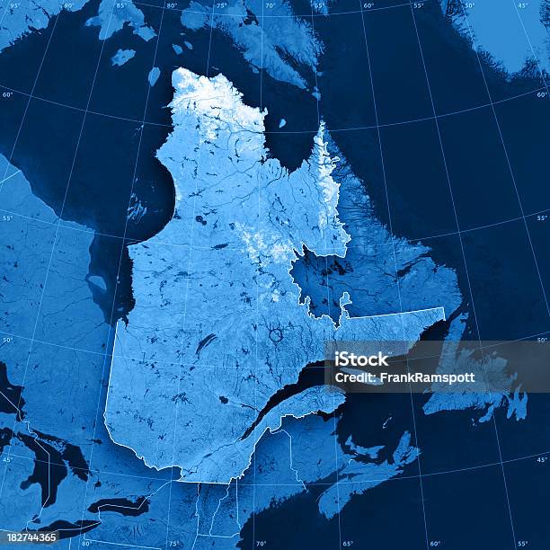 Quebec Topographic Mapa - Fotografias de stock e mais imagens de Quebec - Quebec, Mapa, Canadá