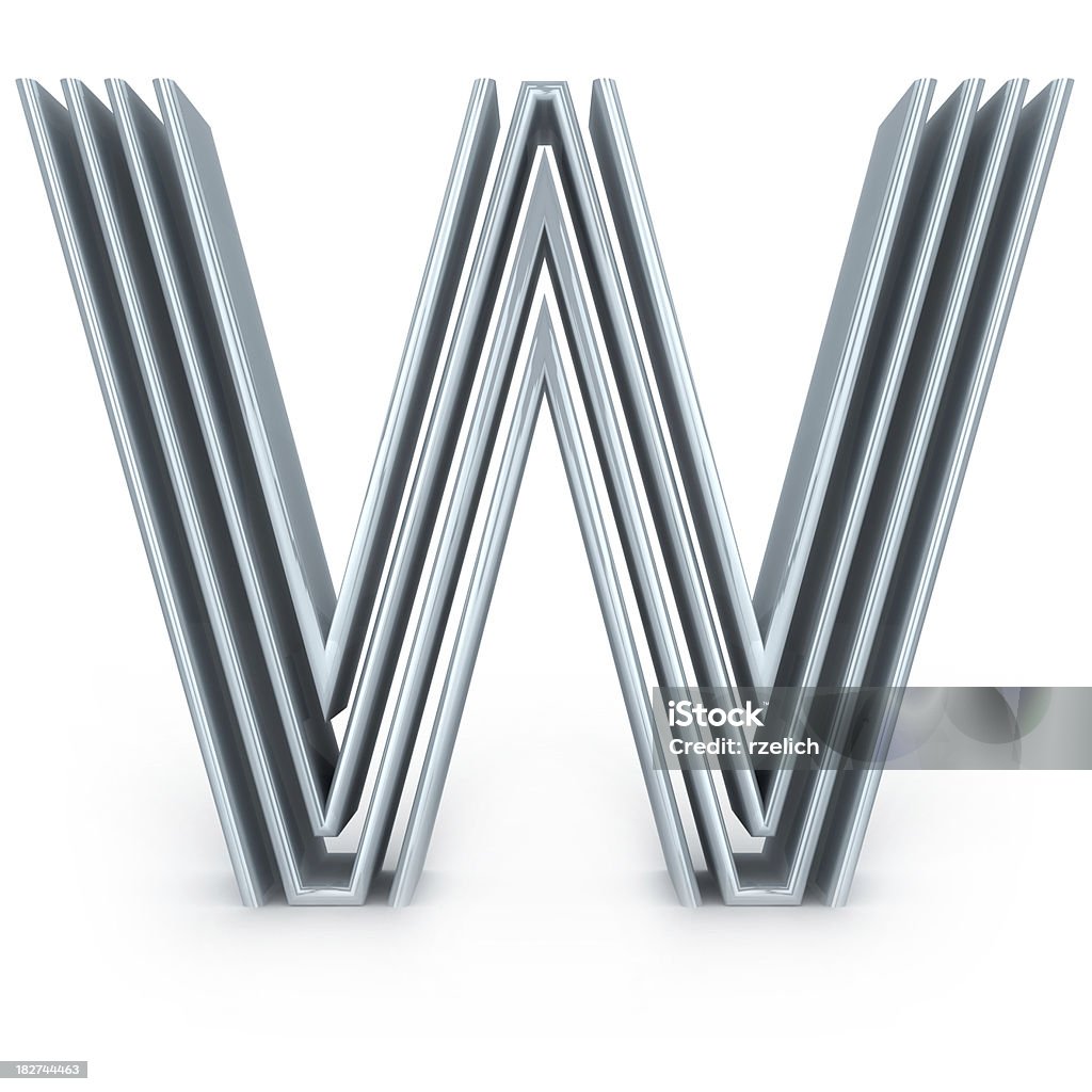 Four-striped alphabet "Letter W, 3d render, font was made by me" Letter W Stock Photo