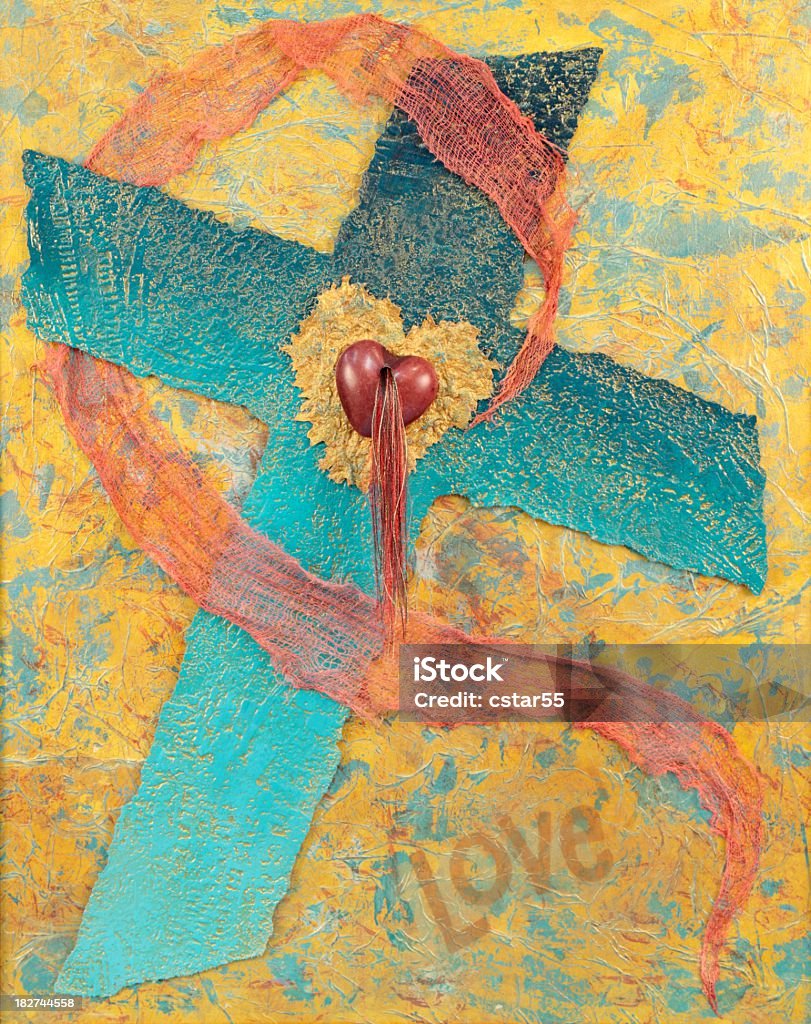 Религиозные: Комбинированный искусство крест с сердцем - Стоковые иллюстрации В форме креста роялти-фри