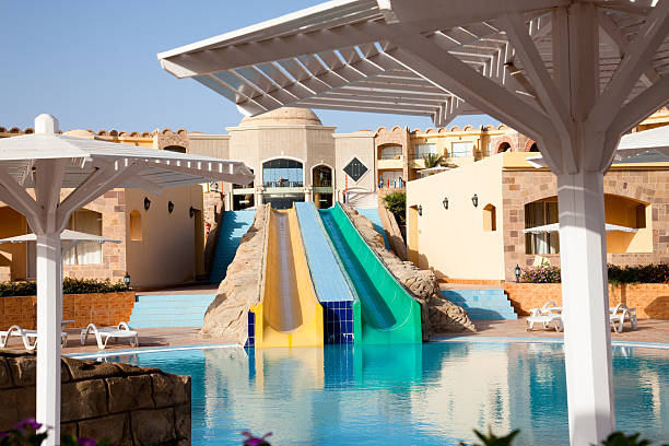 istock Hoilday resort with swimming pool and slides 182744644