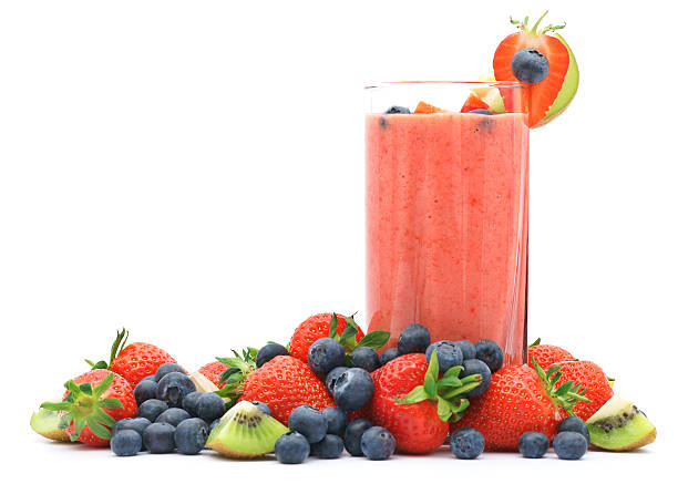 Refreshing strawberry smoothie with fresh fruits
