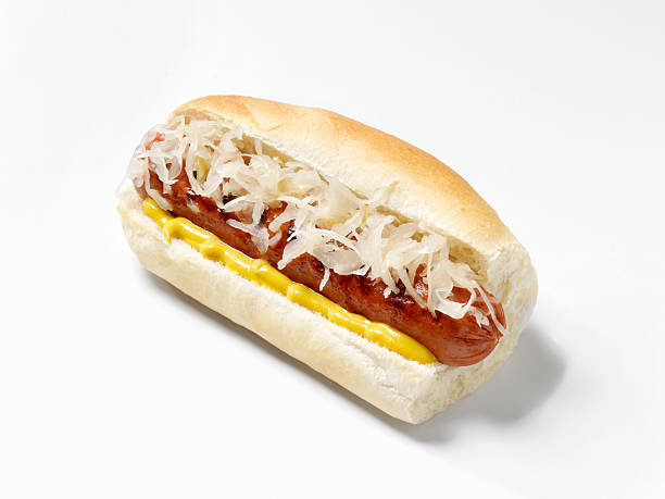 istock Hot Dog with Sauerkraut and Mustard 182744906