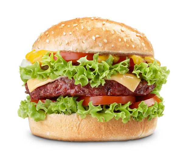 burger burger isolated on white background cheeseburger stock pictures, royalty-free photos & images