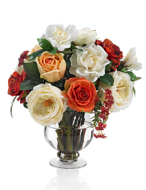 istock Mixed rose and gardenia bouquet on white background 182745437