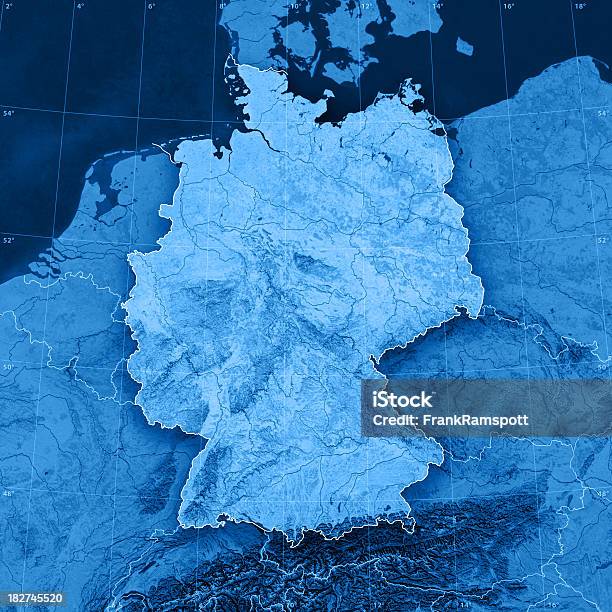 Alemania Topographic Mapa Foto de stock y más banco de imágenes de Alemania - Alemania, Mapa, Europa - Continente