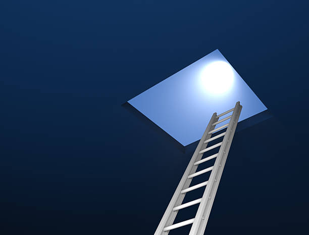 istock 3d ladder leading to out 182745549