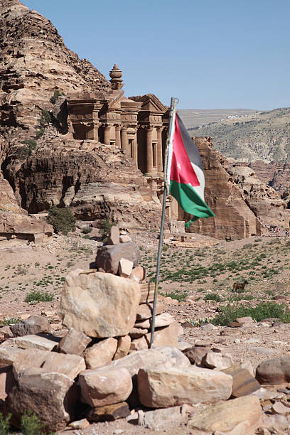 istock Jordanian flag in Petra Jordan 182746044