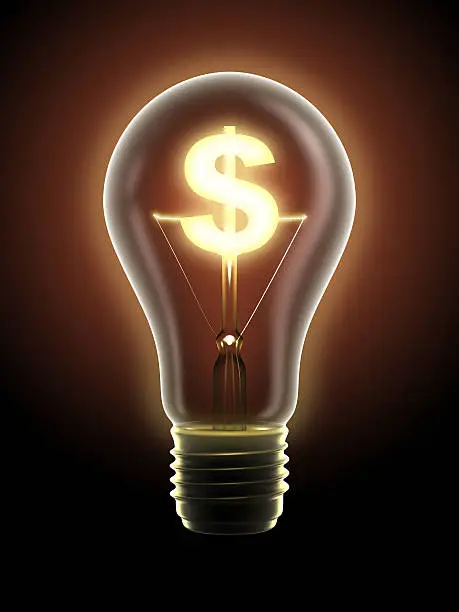 Photo of Lucrative idea: light bulb with dollar sign, clipping path included