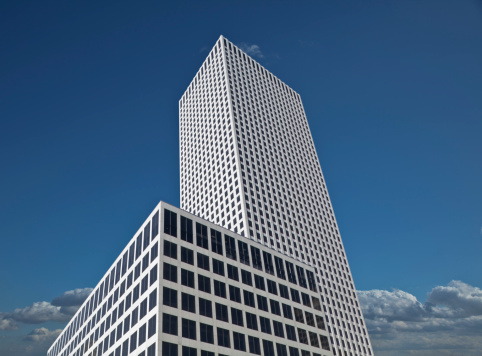 Modern office tower and blue sky.I invite you to view some of my other New Orleans images: