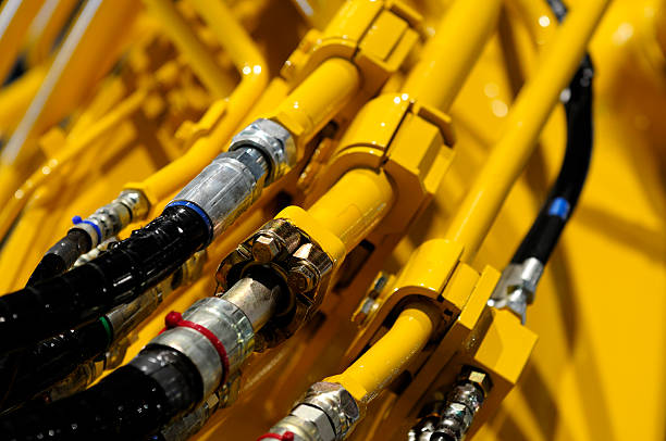 istock Close-up of hydraulic details from construction machinery. 182747228