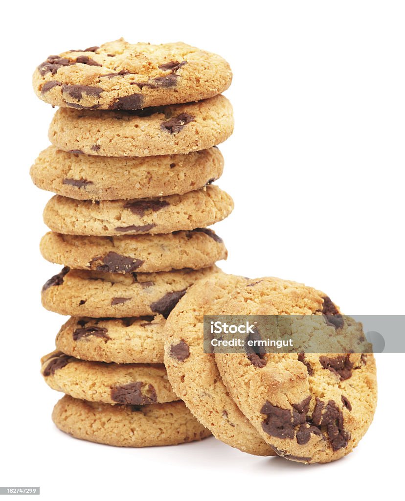 Chocolate chip cookies isolated on white Baked Stock Photo