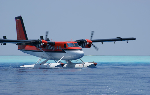 Maldivian seaplane on the water.