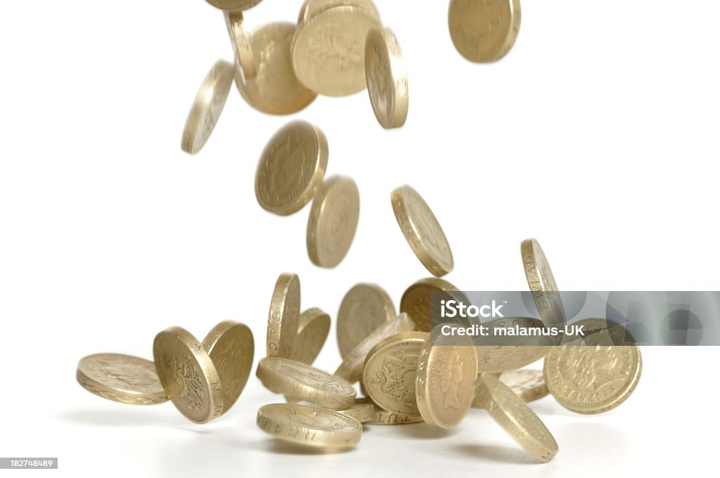 Caída de monedas libra - Foto de stock de Brillante libre de derechos