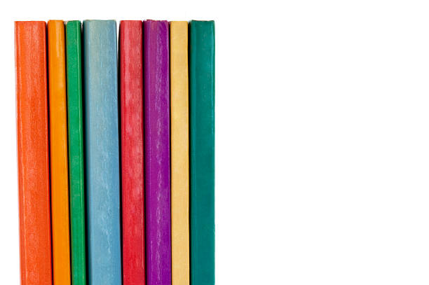 istock Group of colored books blank paperback spine 182749014