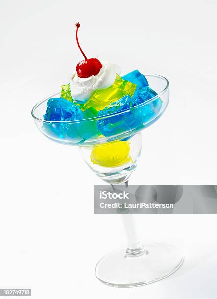 Lemon Amp Blue Raspberry Jello Parfait Stock Photo - Download Image Now - Blue, Cherry, Close-up