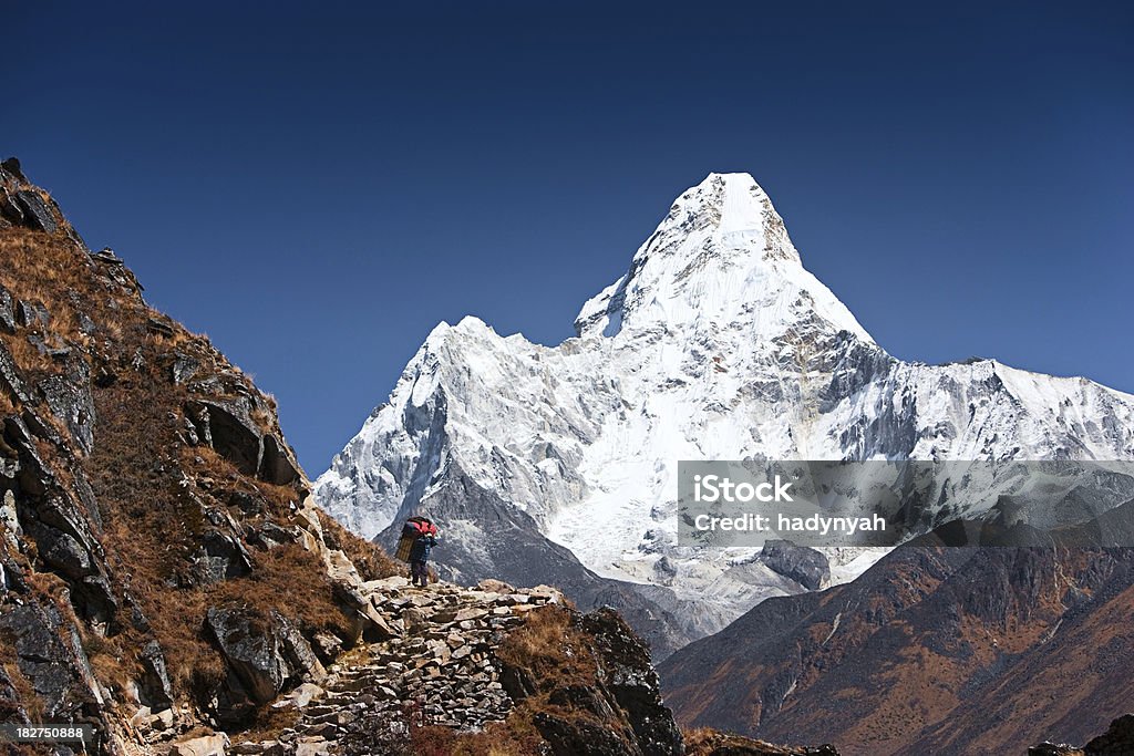 Trekking na Himalaias - Royalty-free Andar Foto de stock