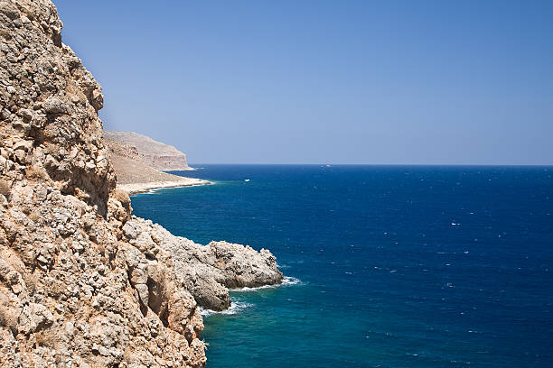Rock sea and blue sky on Crete, Greece