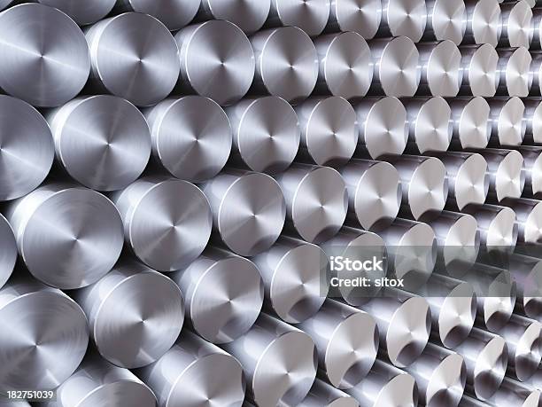 Stack Of Stainless Steel Rods Background Stock Photo - Download Image Now - Rebar, Metal, Cylinder