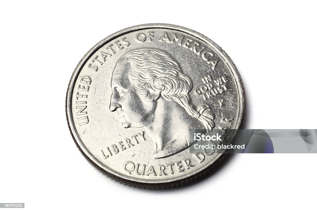 US Quarter Coin "Macro shot on front view of a US dollar quarter coin, isolated on white background.Similar images -" Cut Out Stock Photo