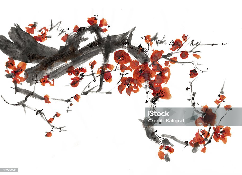 Plum blossom Plum blossom painting Cherry Blossom stock illustration