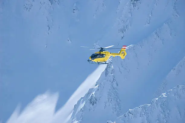 rescue helicopter in the alps