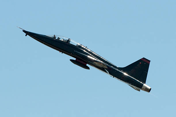Radom, Poland - August 24, 2023: Polish Air Force Leonardo M-346 Master Bielik trainer jet plane flying. Aviation and military aircraft.