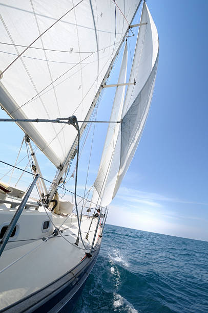 istock Sailing boat on the high seas with open sails 182751837