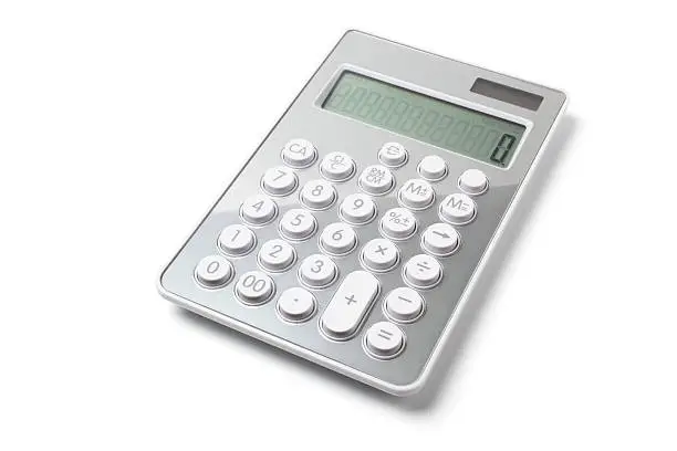 "Modern calculator, isolated on white background. Clipping path included."