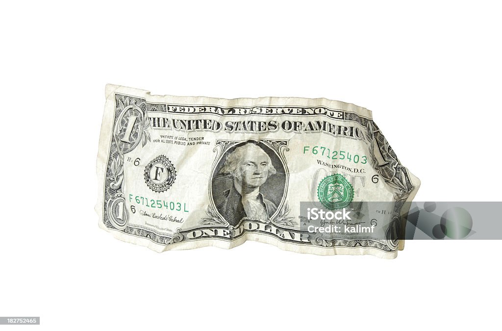 Zerknitterte Dollar Bill - Lizenzfrei 1-Dollar-Schein Stock-Foto