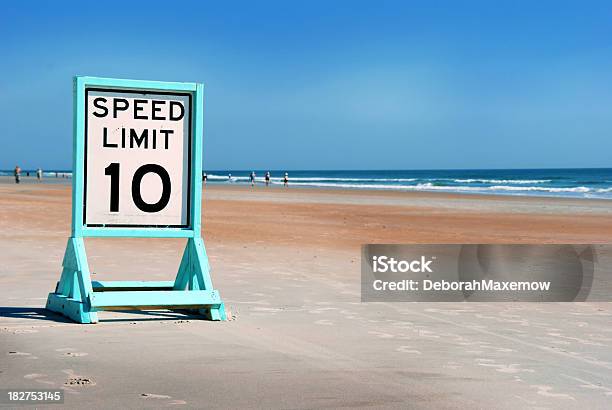 Speed Limit Sign On Daytona Beach Florida Coastline Stock Photo - Download Image Now