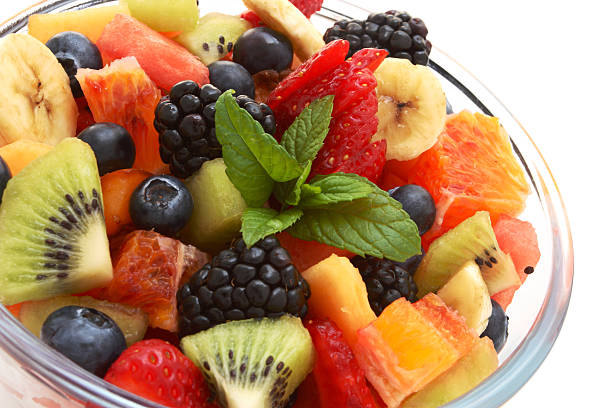 istock A large bowl of fruit salad on a white background 182754241