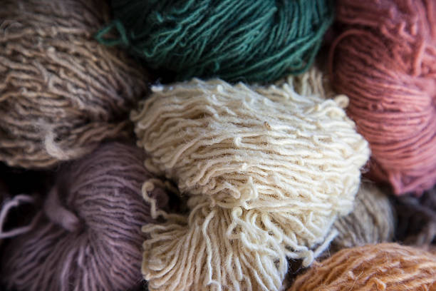 Color Skeins of Wool Knitting Yarn stock photo