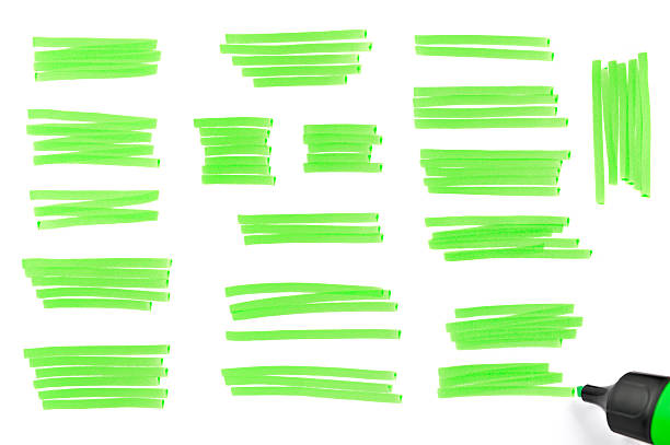 Highlighter traces "Green highlighter's marks, traces. Highlighter pen scribbles. Swashes of a highlighter pen." blob photos stock pictures, royalty-free photos & images