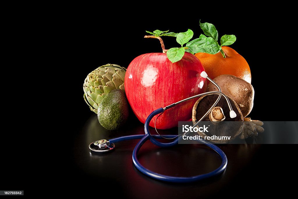 Fruits frais, des légumes et stéthoscope - Photo de Aliment libre de droits