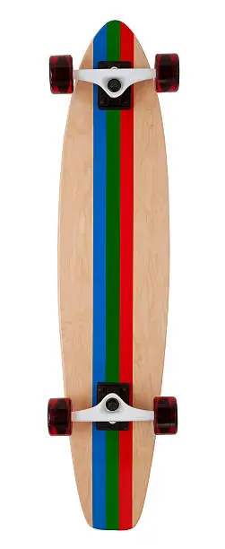 This is a photo of a 1970s style skateboard taken in the studio on a white background.Click on the links below to view lightboxes.