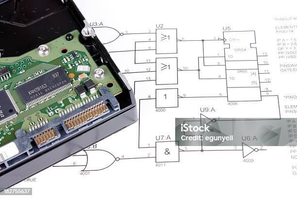 Dysk Twardy I Schemat - zdjęcia stockowe i więcej obrazów Plan - Plan, Obwód drukowany, Dysk twardy