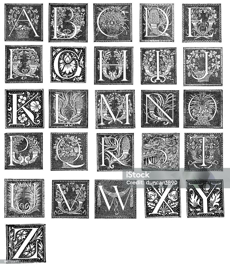 Retro alfabeto letras - Ilustración de stock de Letra del alfabeto libre de derechos