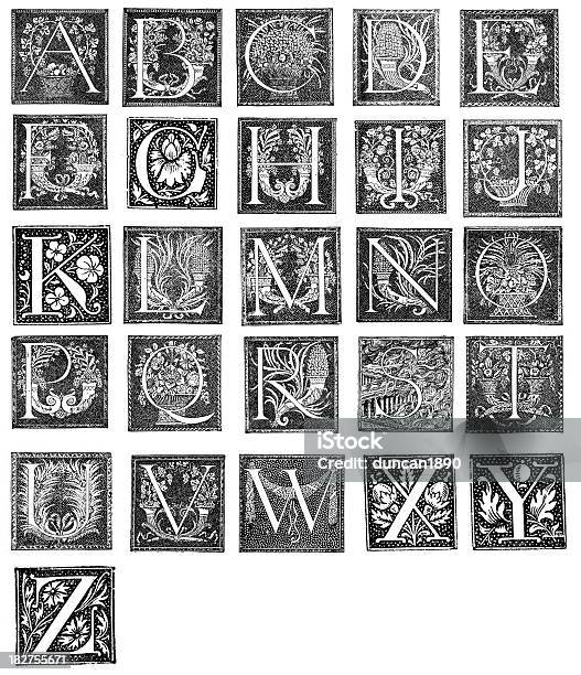 Ilustración de Retro Alfabeto Letras y más Vectores Libres de Derechos de Letra del alfabeto - Letra del alfabeto, Letra medieval iluminada, Letra mayúscula