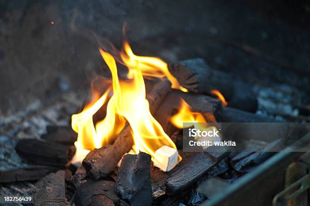 Small Fire Burning With Coal Stock Photo - Download Image Now - Barbecue - Meal, Barbecue Grill, Beginnings