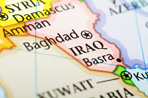 Map of the country Iraq in red