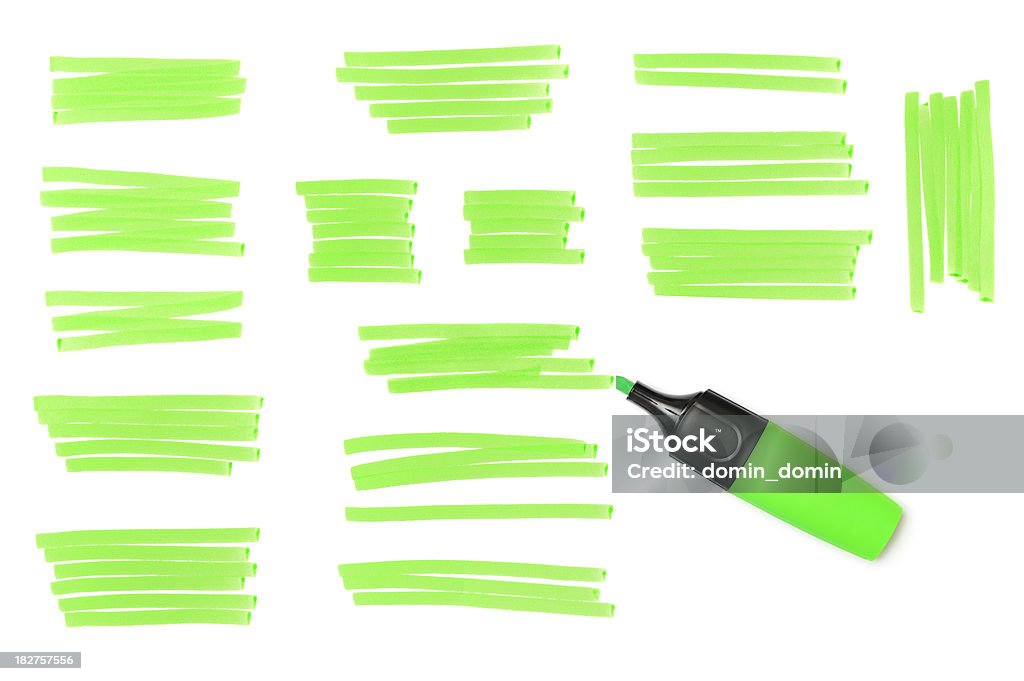 Verde marcador marcas e marcador, isolado a branco - Royalty-free Marcador Fluorescente Foto de stock